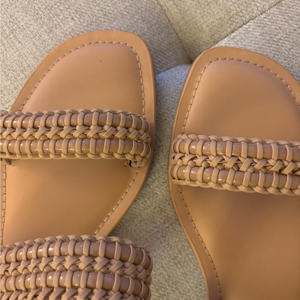 Dolce Vita Tan Woven Double-Strap Slide Sandals - Picture 2 of 3